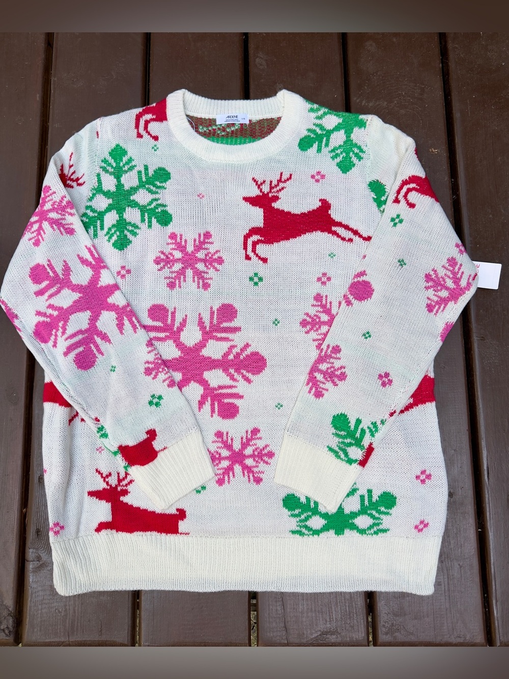 Christmas Sweater festive Reindeer and Snowflake Ugly Sweater Holiday